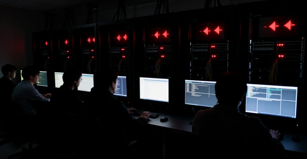 Server room illustrating AI data and ransomware risks