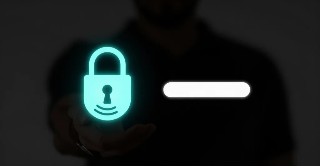 Digital lock and password field illustrating passkey security