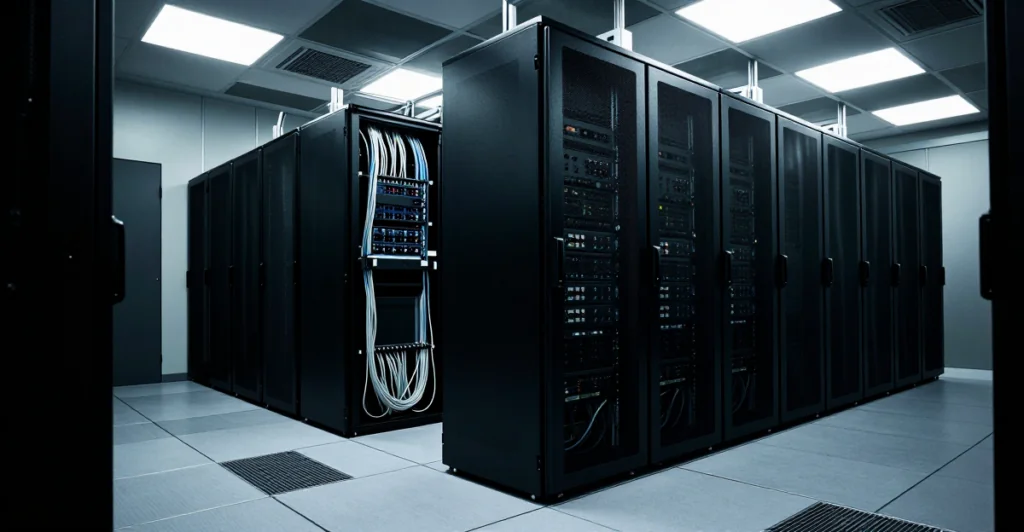 Data center racks illustrating secure enterprise systems