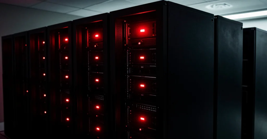 Server racks illustrating ransomware threats to business data