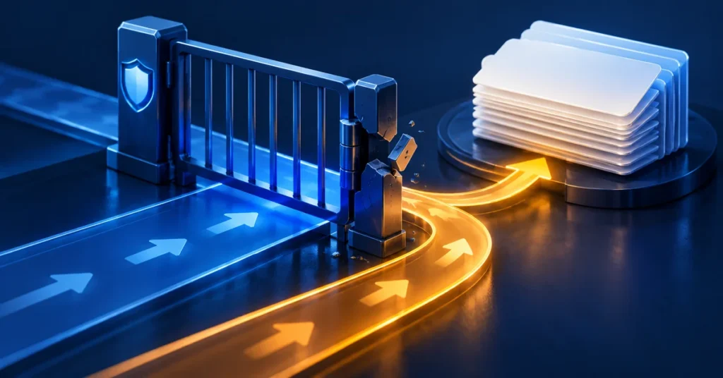 Unauthorized route bypassing an access gate to digital notes