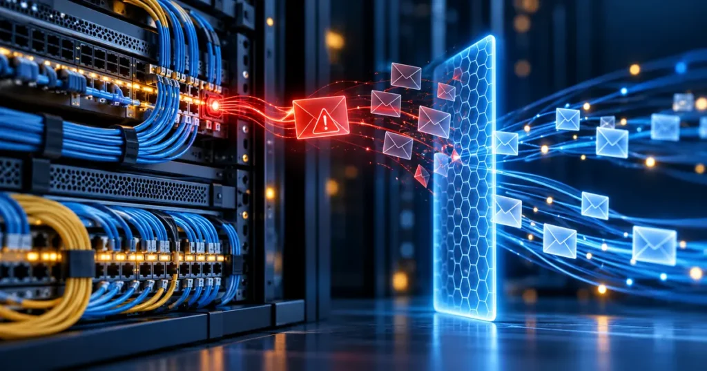 Telecommunications network isolating a suspicious email connection