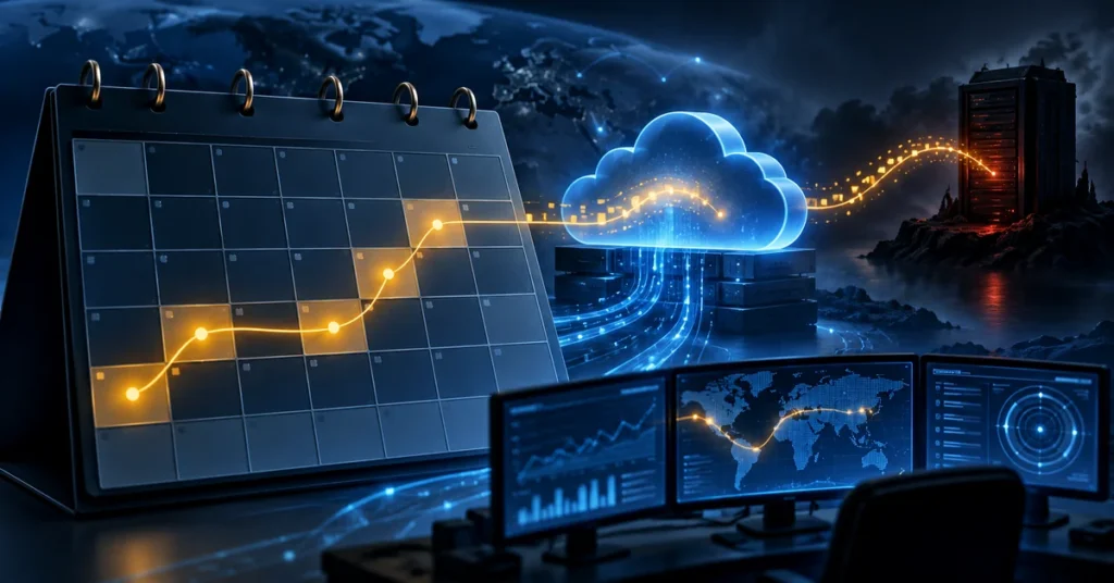 Hidden signal passing through calendar cells toward a remote server