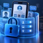 Social media profiles protected by privacy controls and a padlock