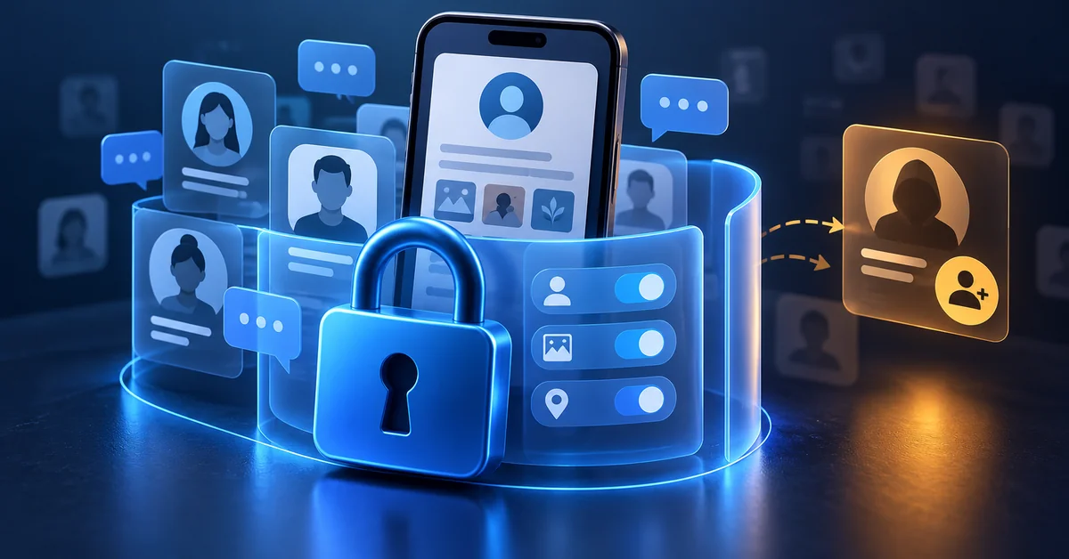 Social media profiles protected by privacy controls and a padlock